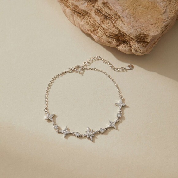Museori Jewelry - Museori Sterling Silver Star Charm Bracelet Dainty Celestial
